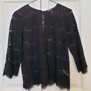 Lily White Black Lace Sheer Blouse